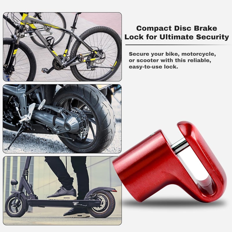 UP Security Disc Brake Lock for Motorcycle Accessories Heavy Duty Bike Bicycle Anti Theft Lock Compact Electric Scooter Ebike Powersports Wheel Hover Disc Locks (Red) - Image 4